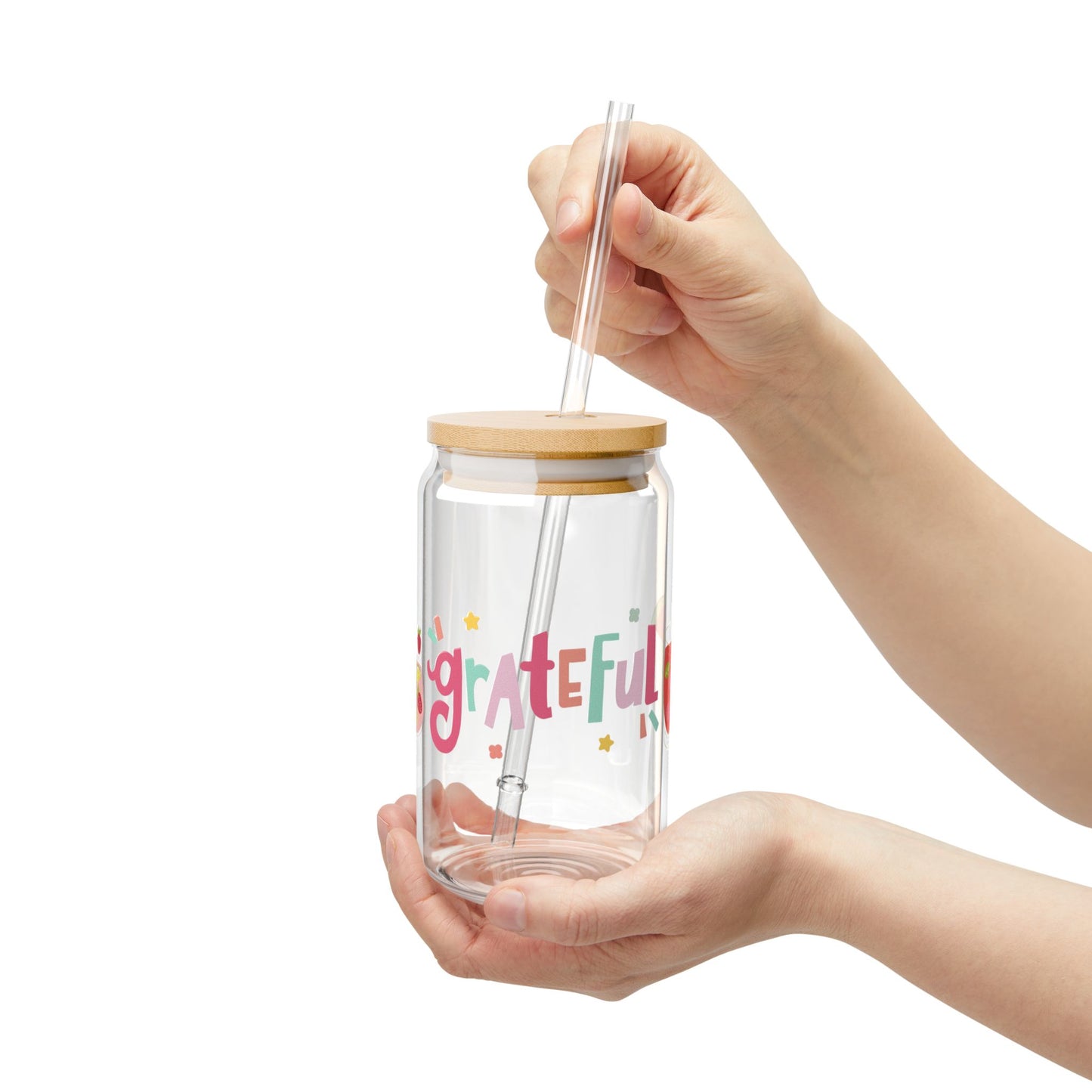 Grateful Sipper Glass, 16oz - Perfect Gift for Home, Party, Celebration, Eco-Friendly Drinkware, Fun Summertime Beverage Container