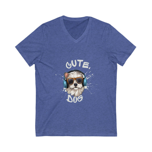 Cute Dog V-Neck Tee | Pet Lovers Shirt | Dog T-Shirt | Animal Lover Gift | Casual Style Top | Birthday Gift Tee