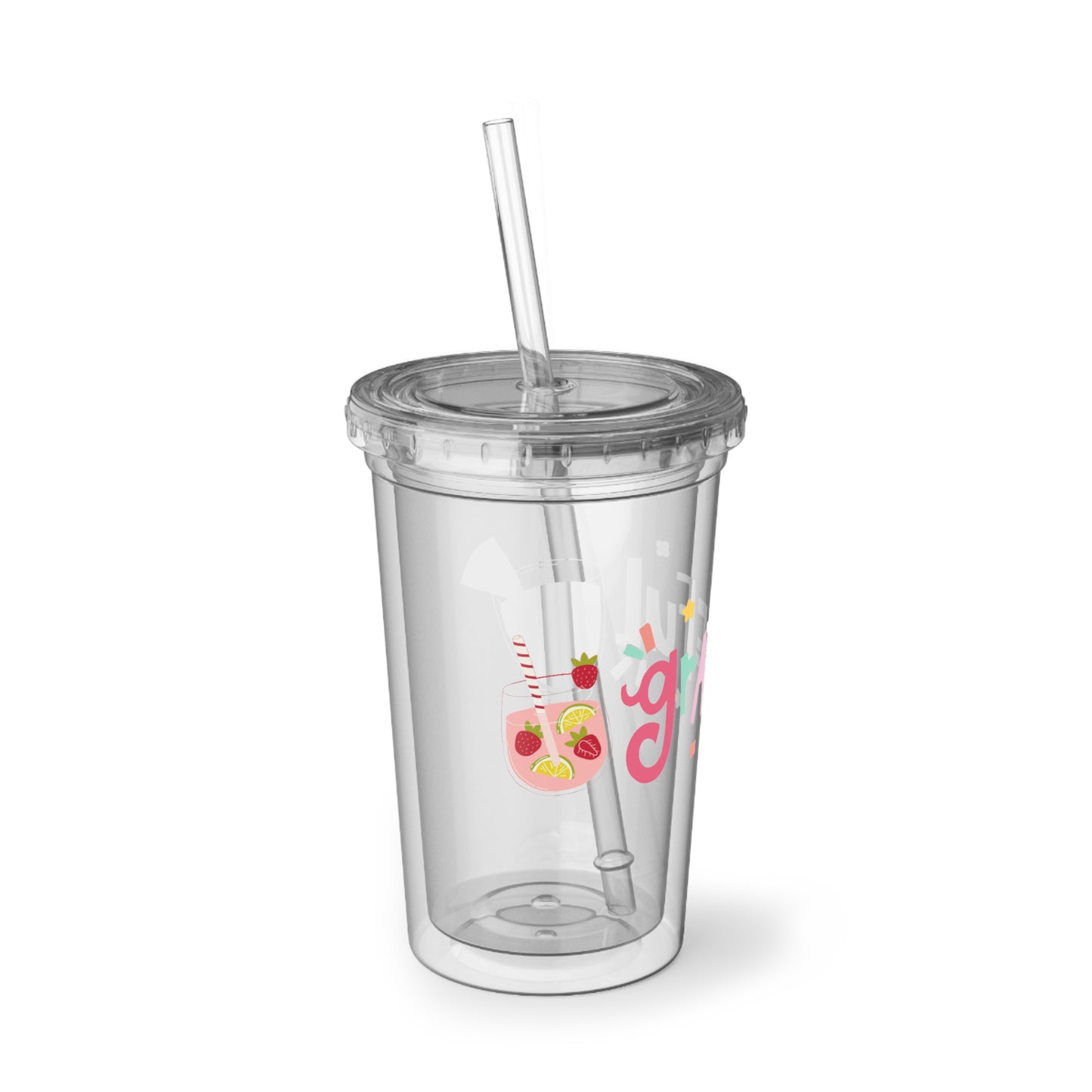 Grateful Acrylic Cup with Straw, Fun Summer Drinkware, Perfect for Parties, Gifts, and Everyday Use, Cute Beverage Tumbler