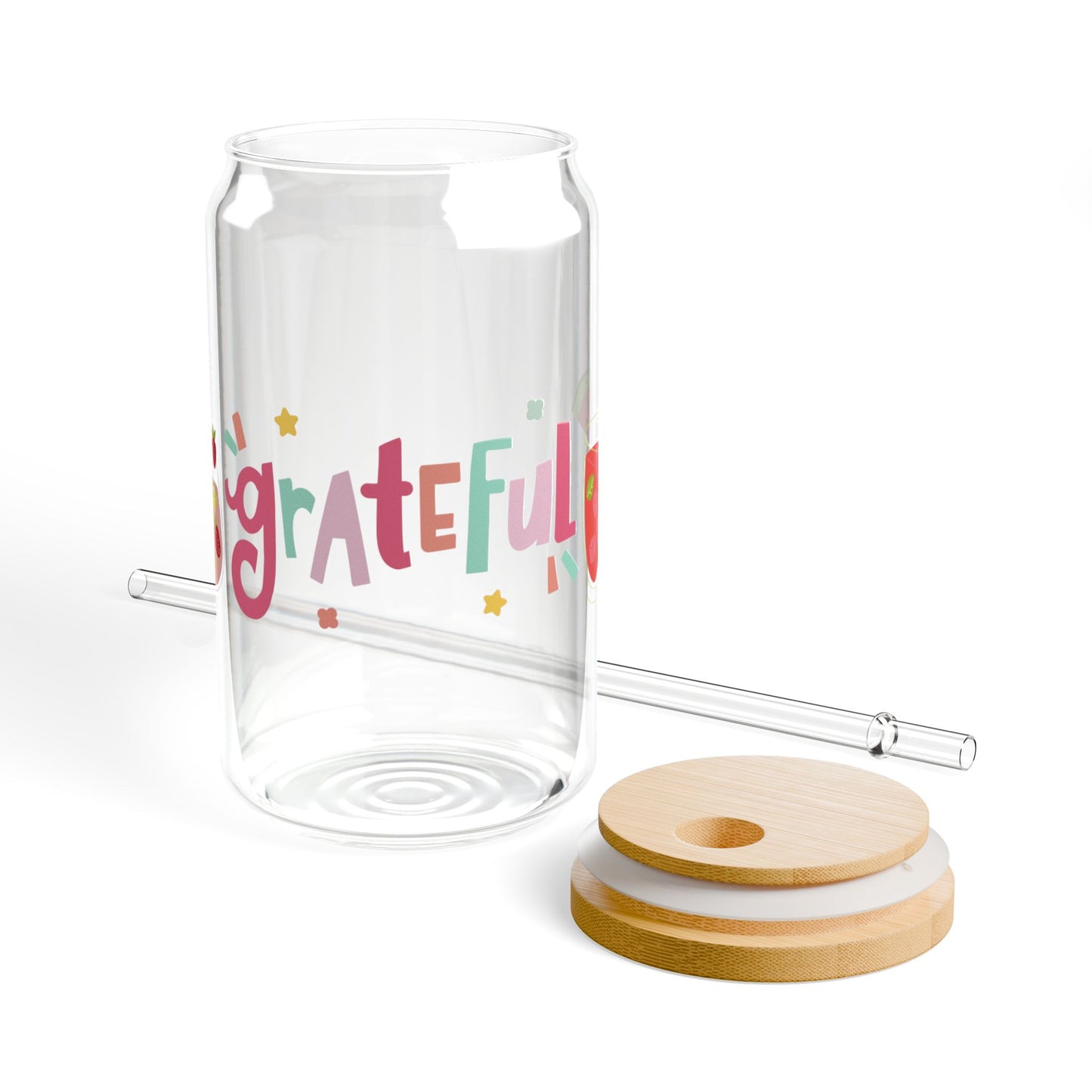 Grateful Sipper Glass, 16oz - Perfect Gift for Home, Party, Celebration, Eco-Friendly Drinkware, Fun Summertime Beverage Container