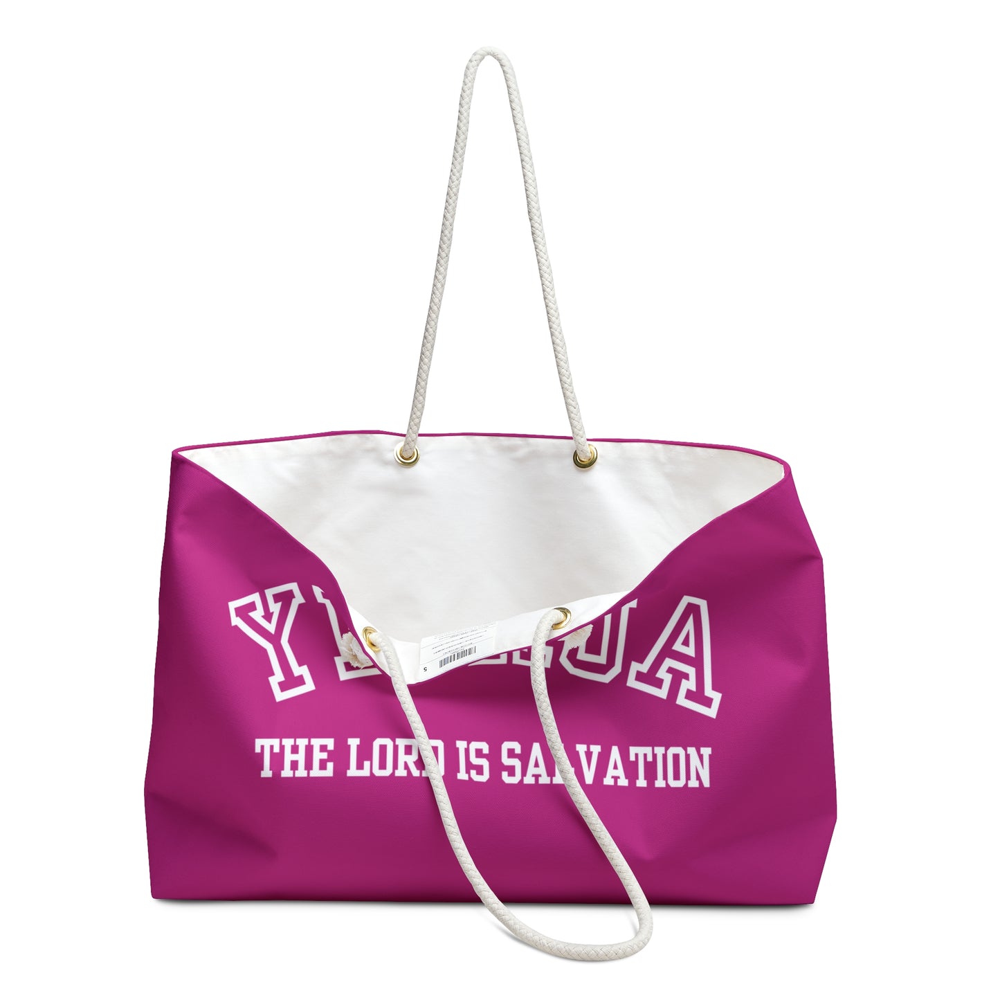 Yeshua The Lord Is Salvation Weekender Bag, Pink Travel Tote, Religious Beach Bag, Personalized Gym Bag, Faithful Getaway Bag
