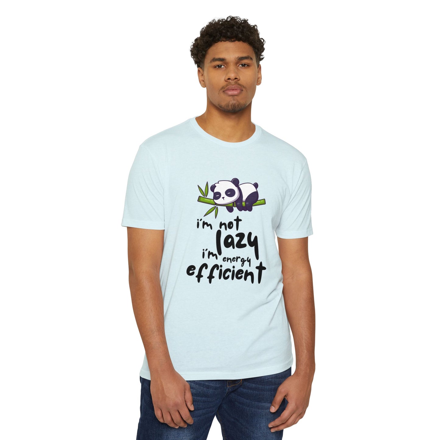 Funny Panda T-Shirt, I'm Not Lazy I'm Energy Efficient Tee, Gift for Animal Lovers, Quirky Statement Top, Cute Casual Wear
