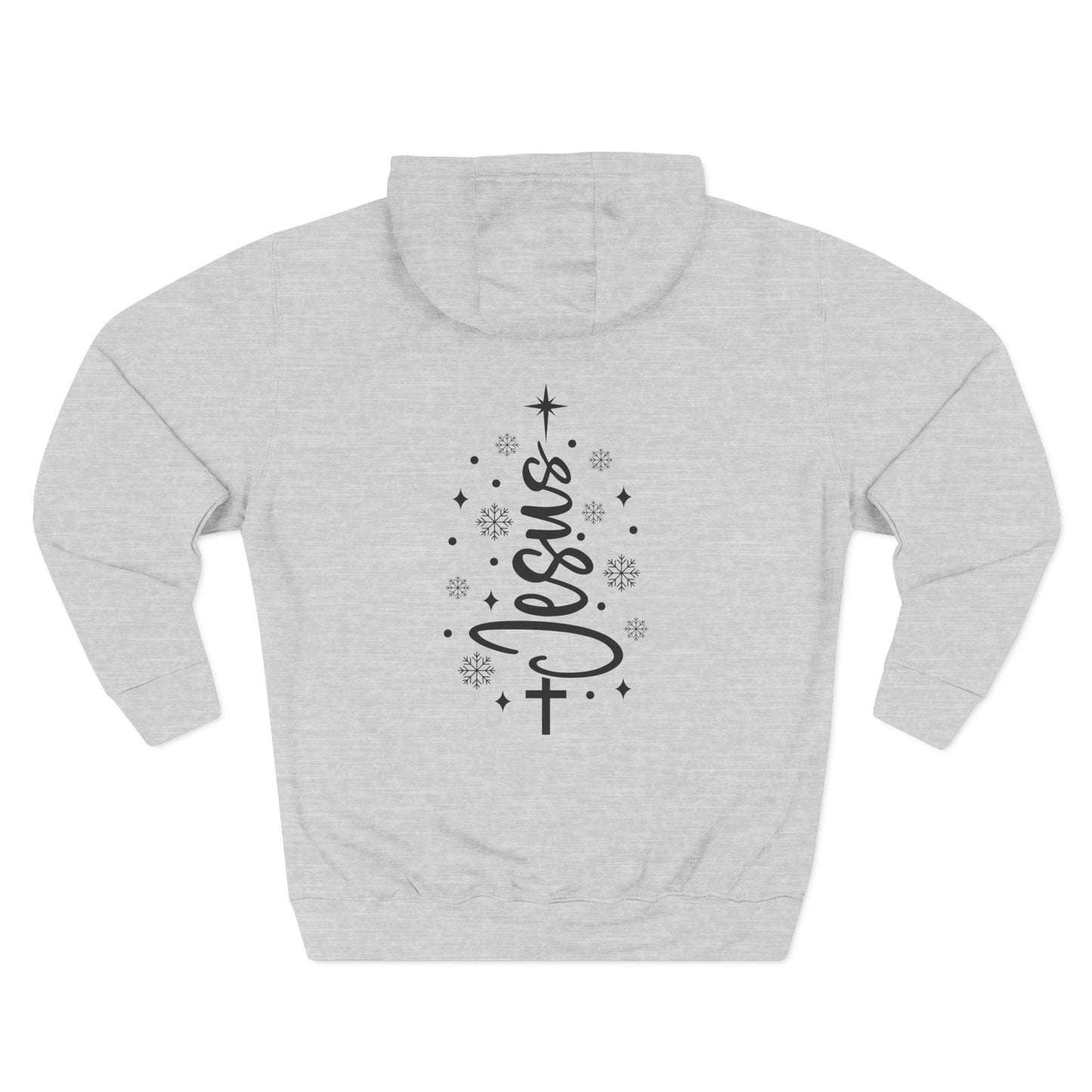 Jesus Script Cross Hoodie — Faith Christmas Fleece Pullover