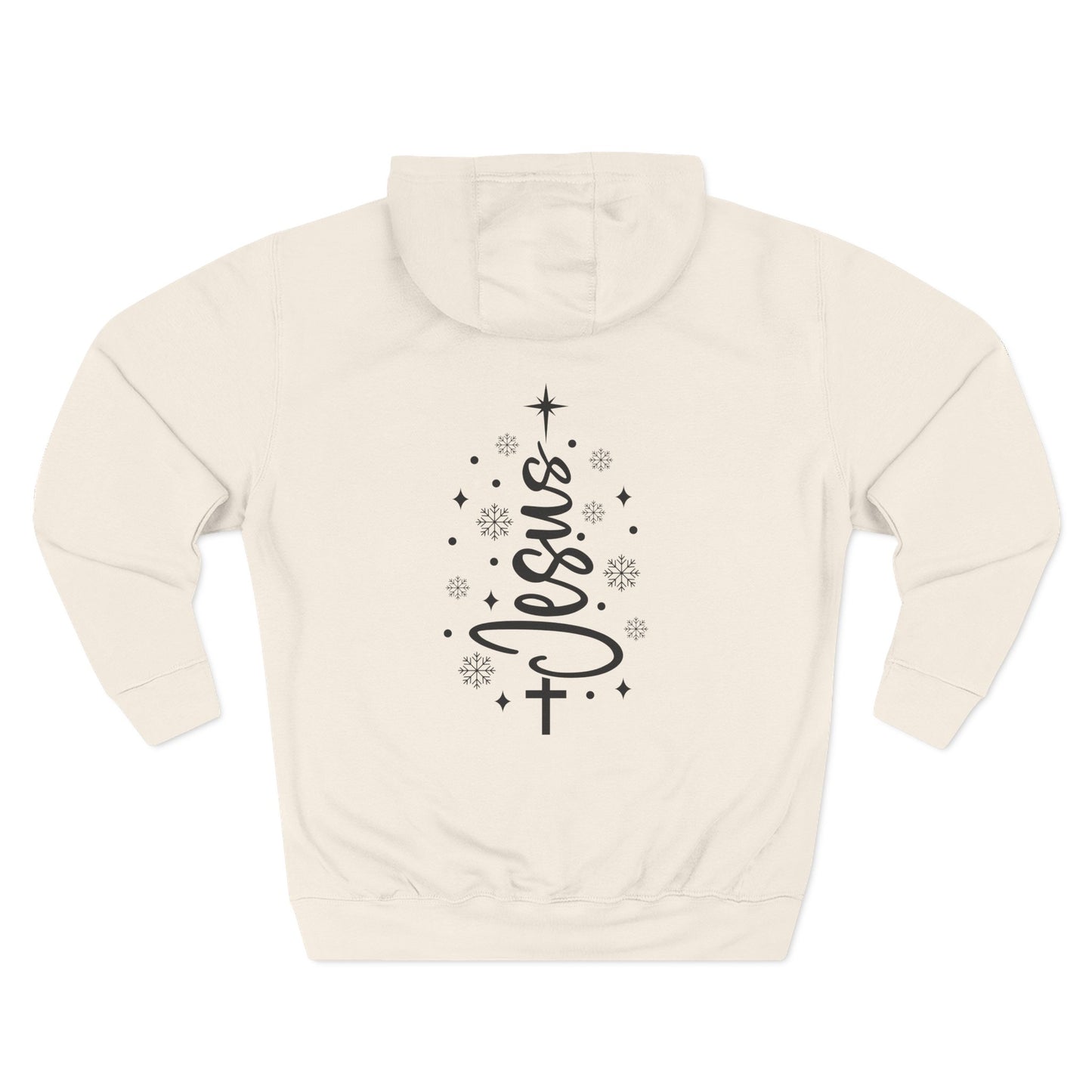 Jesus Script Cross Hoodie — Faith Christmas Fleece Pullover