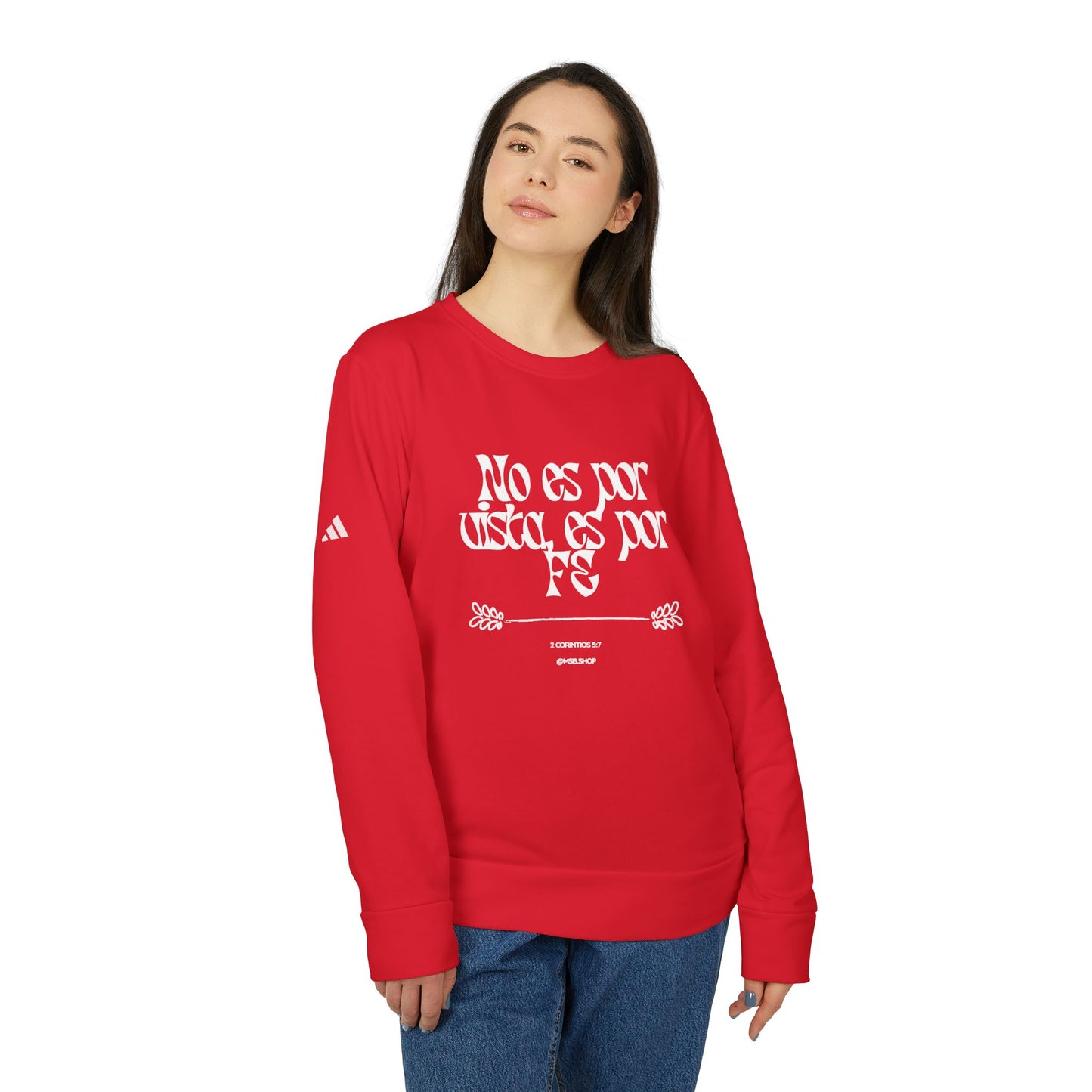 Spanish Phrase Crewneck Sweatshirt – “No es por usar, es por fe” Graphic Pullover