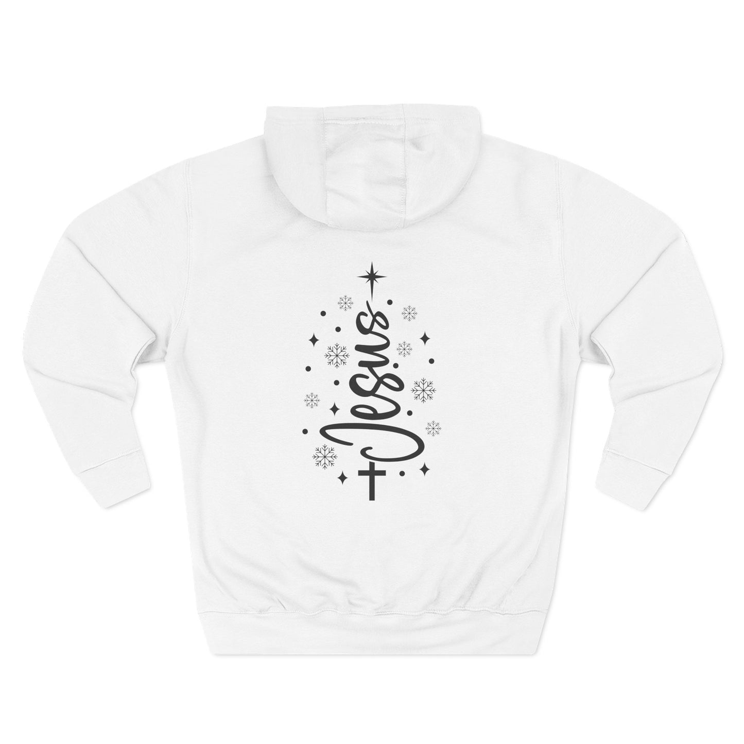 Jesus Script Cross Hoodie — Faith Christmas Fleece Pullover