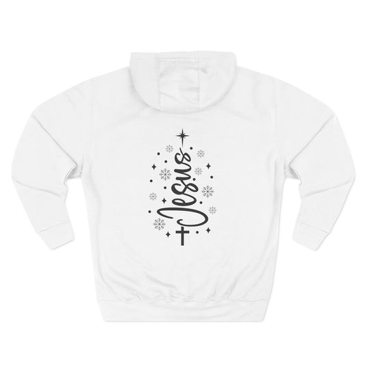 Jesus Script Cross Hoodie — Faith Christmas Fleece Pullover