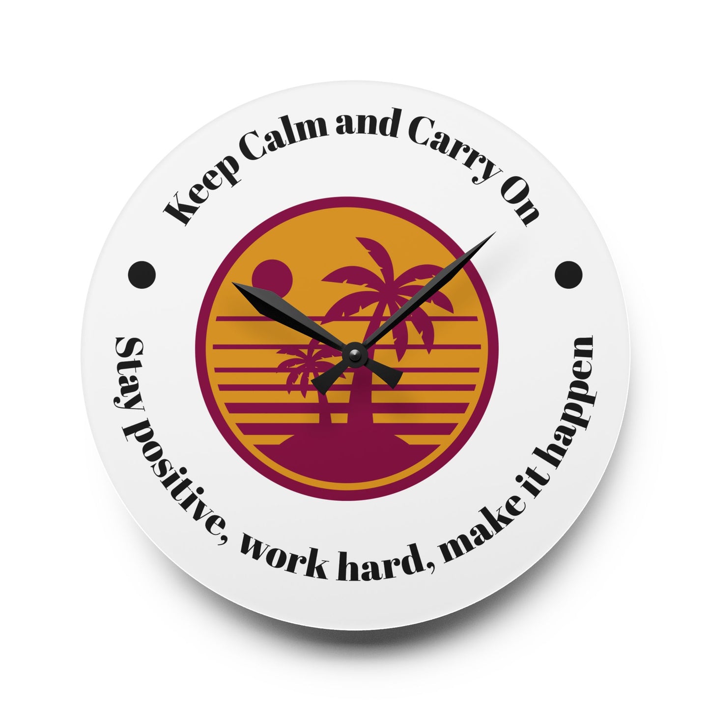 Inspirational Acrylic Wall Clock: Keep Calm & Carry On, Motivational Decor for Home Office, Gift for Students, Positive Vibes