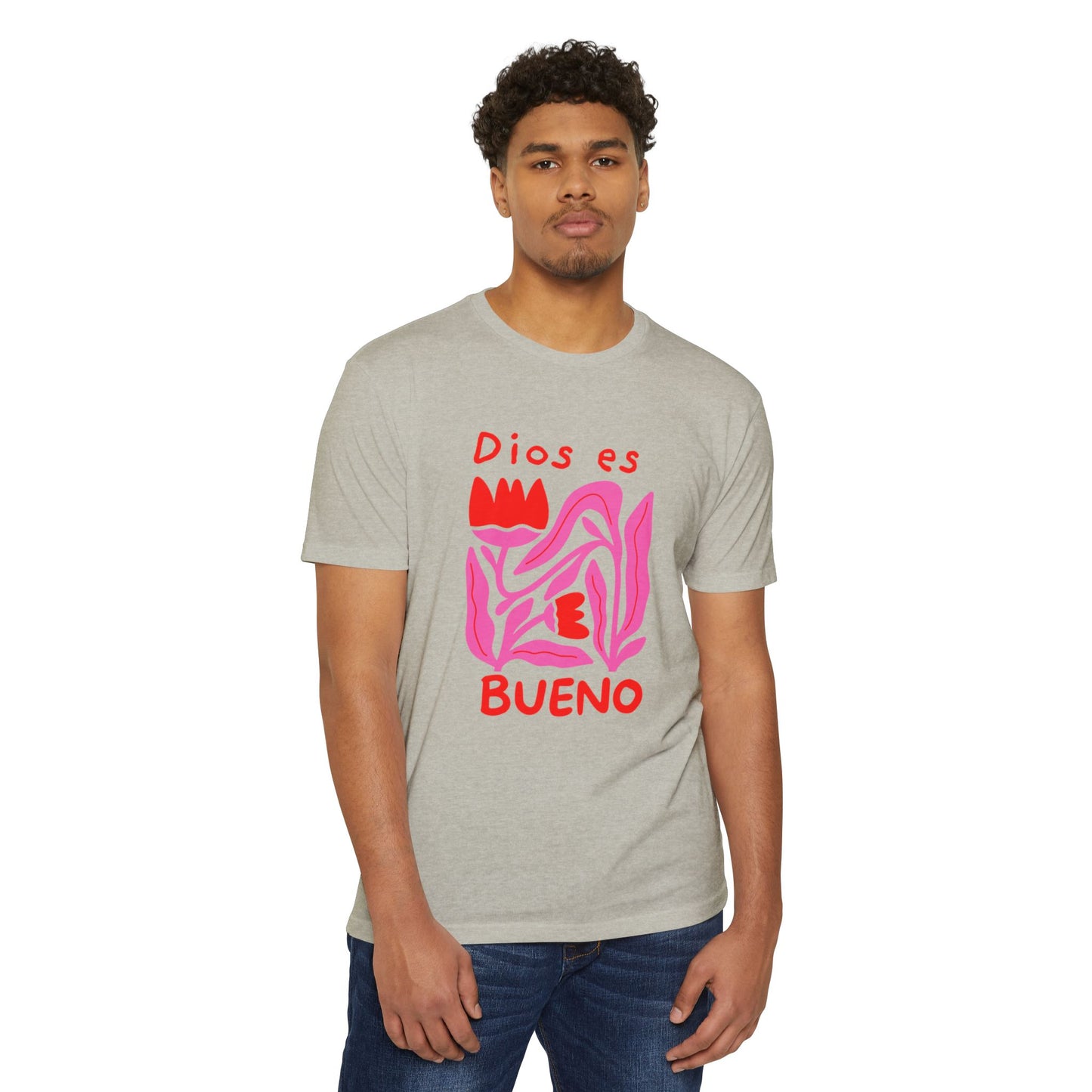 Dios Es Bueno T-Shirt — Pink Abstract Faith Graphic Tee