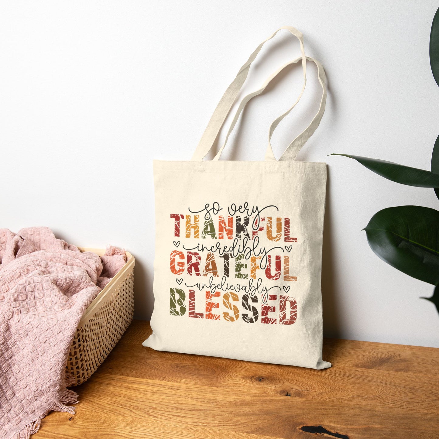 Grateful Blessings Tote Bag | Eco-Friendly Canvas Bag for Shopping, Gifts, Holidays, Everyday Use