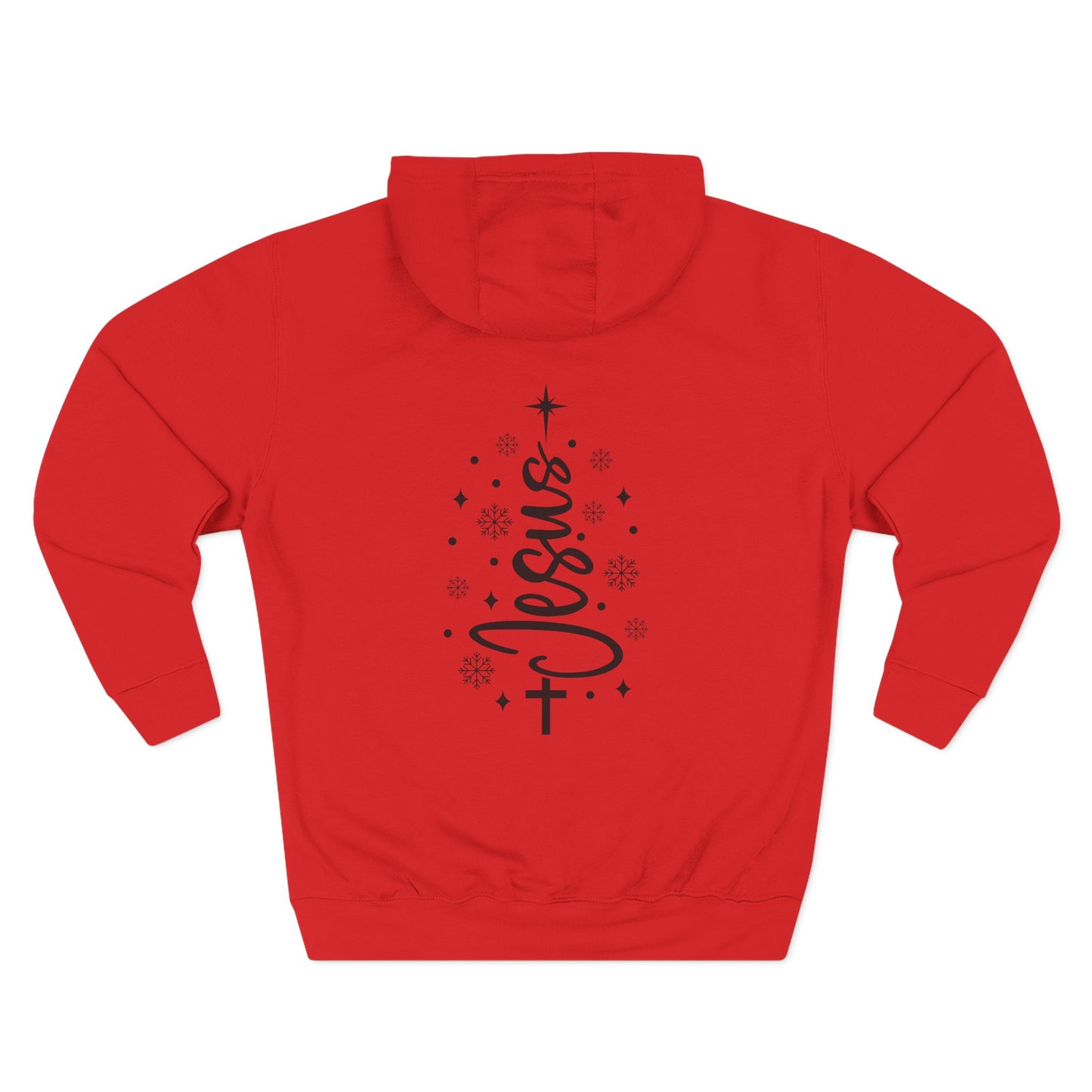 Jesus Script Cross Hoodie — Faith Christmas Fleece Pullover