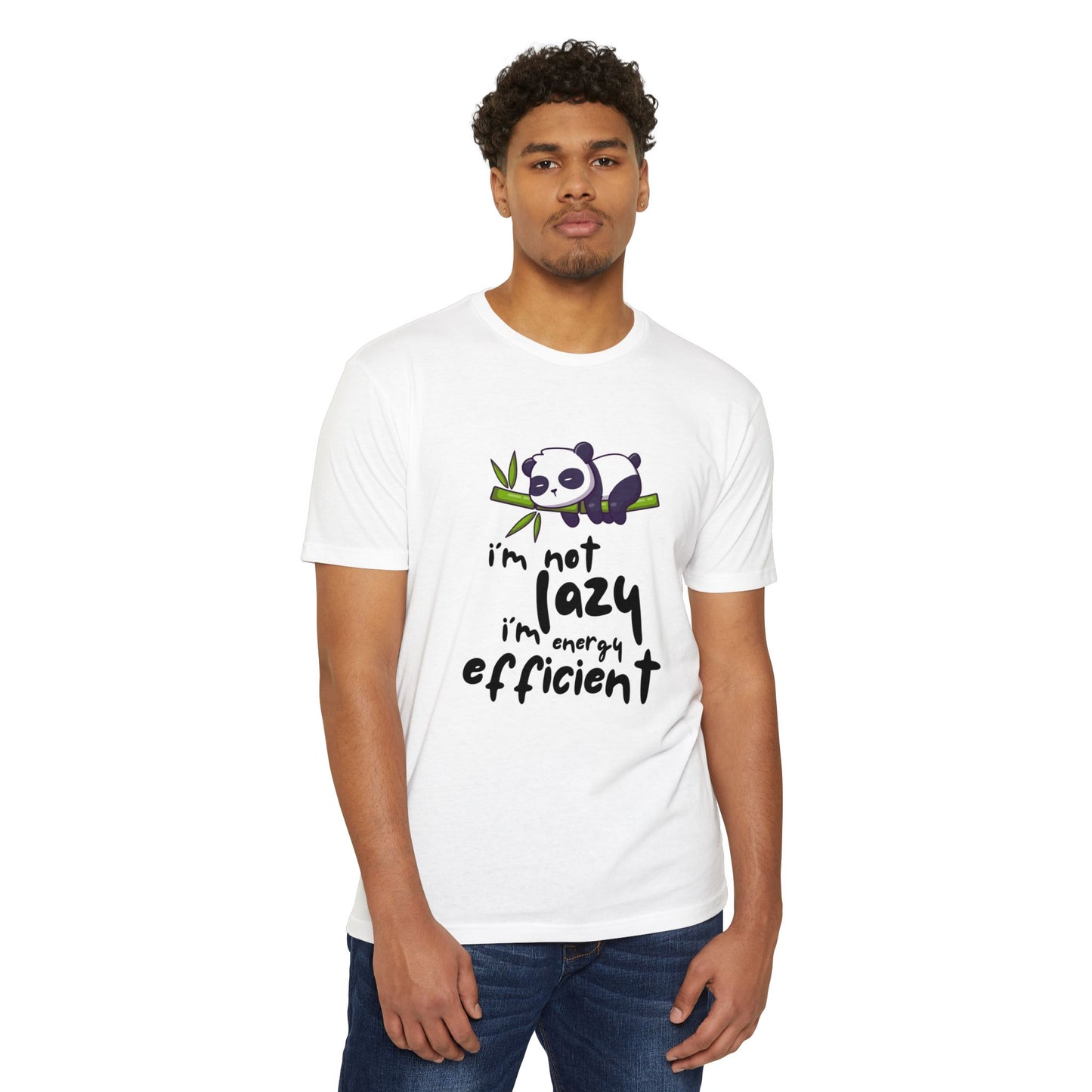 Funny Panda T-Shirt, I'm Not Lazy I'm Energy Efficient Tee, Gift for Animal Lovers, Quirky Statement Top, Cute Casual Wear