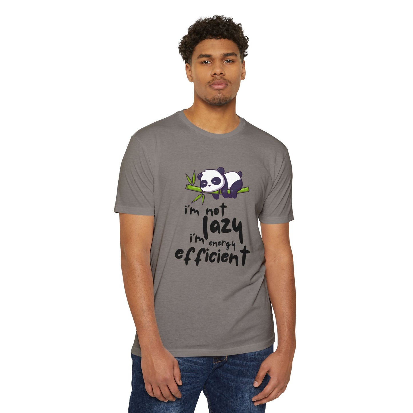 Funny Panda T-Shirt, I'm Not Lazy I'm Energy Efficient Tee, Gift for Animal Lovers, Quirky Statement Top, Cute Casual Wear