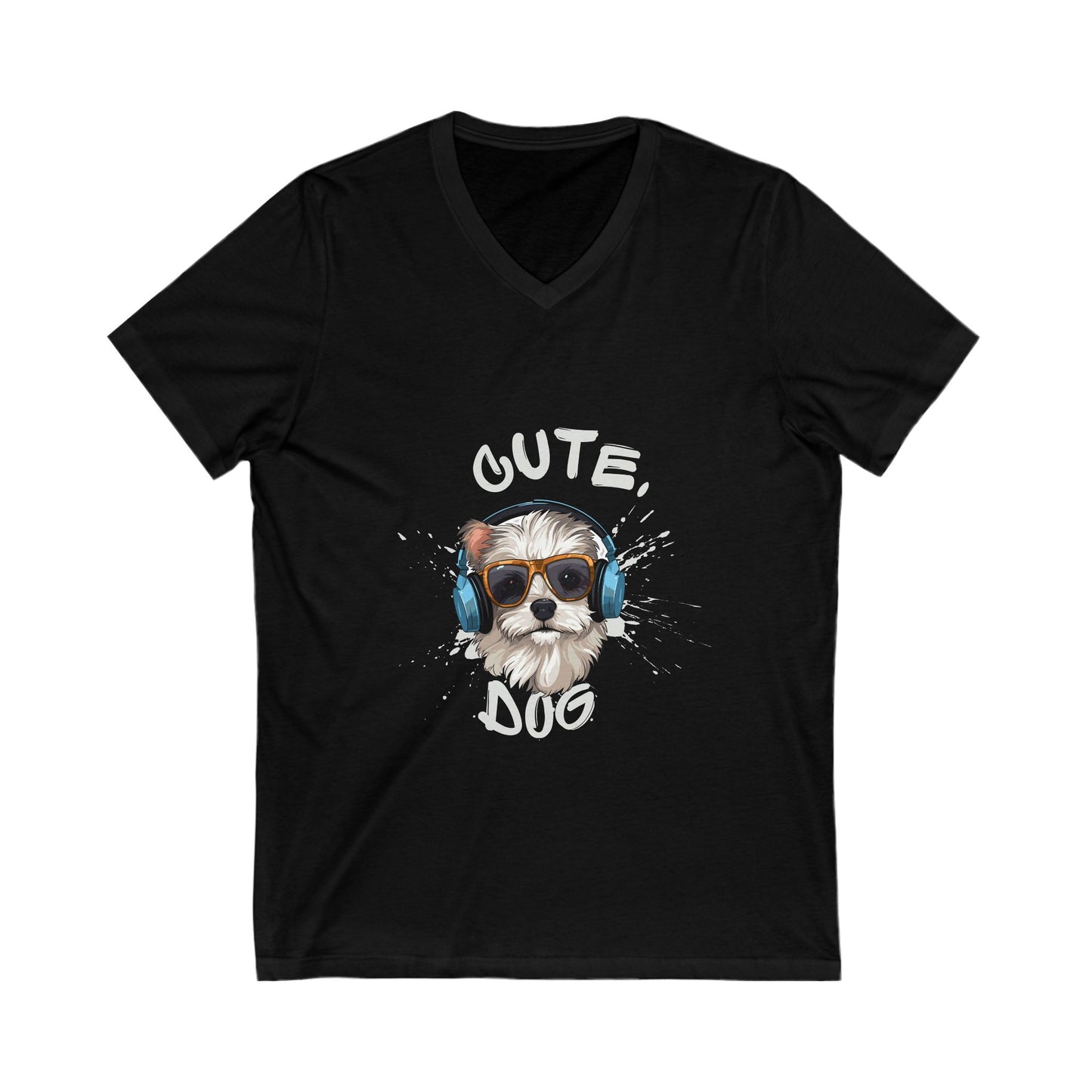 Cute Dog V-Neck Tee | Pet Lovers Shirt | Dog T-Shirt | Animal Lover Gift | Casual Style Top | Birthday Gift Tee