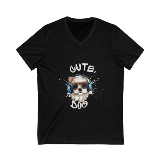 Cute Dog V-Neck Tee | Pet Lovers Shirt | Dog T-Shirt | Animal Lover Gift | Casual Style Top | Birthday Gift Tee