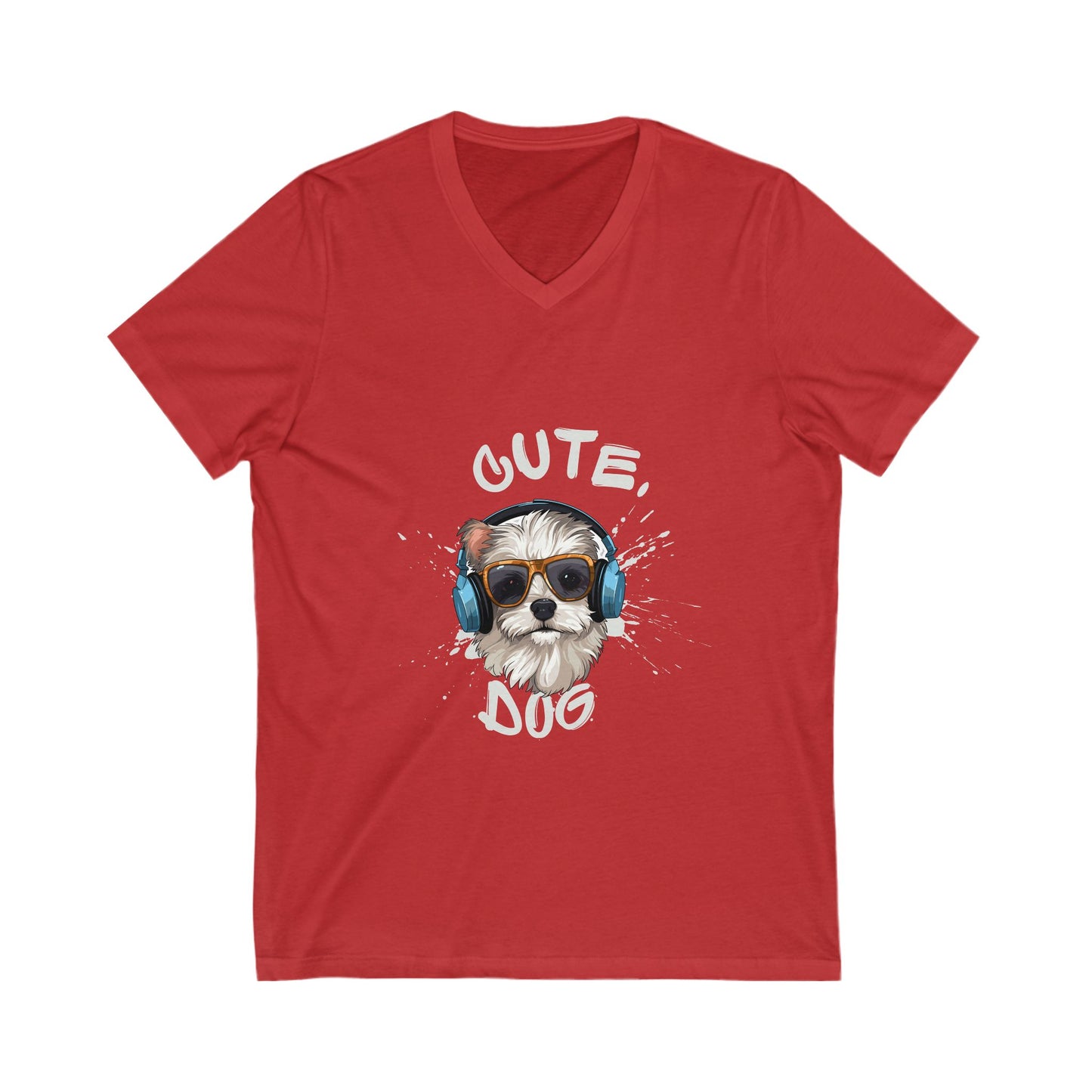 Cute Dog V-Neck Tee | Pet Lovers Shirt | Dog T-Shirt | Animal Lover Gift | Casual Style Top | Birthday Gift Tee
