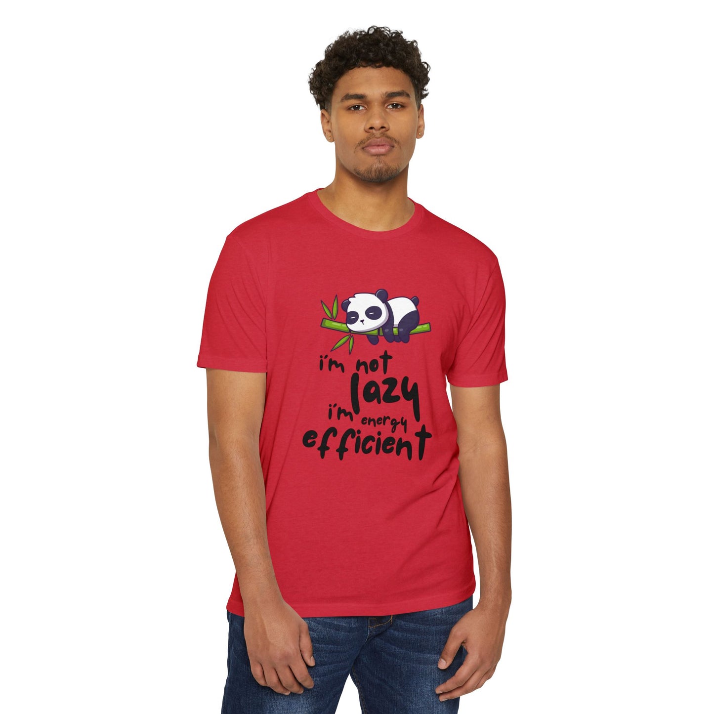 Funny Panda T-Shirt, I'm Not Lazy I'm Energy Efficient Tee, Gift for Animal Lovers, Quirky Statement Top, Cute Casual Wear