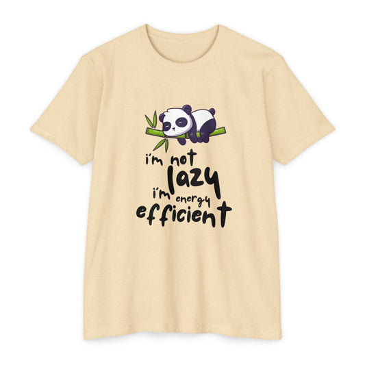 Funny Panda T-Shirt, I'm Not Lazy I'm Energy Efficient Tee, Gift for Animal Lovers, Quirky Statement Top, Cute Casual Wear