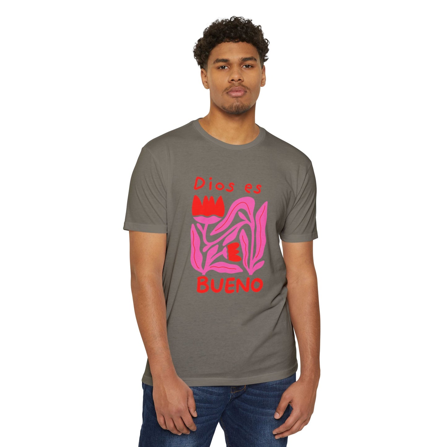Dios Es Bueno T-Shirt — Pink Abstract Faith Graphic Tee