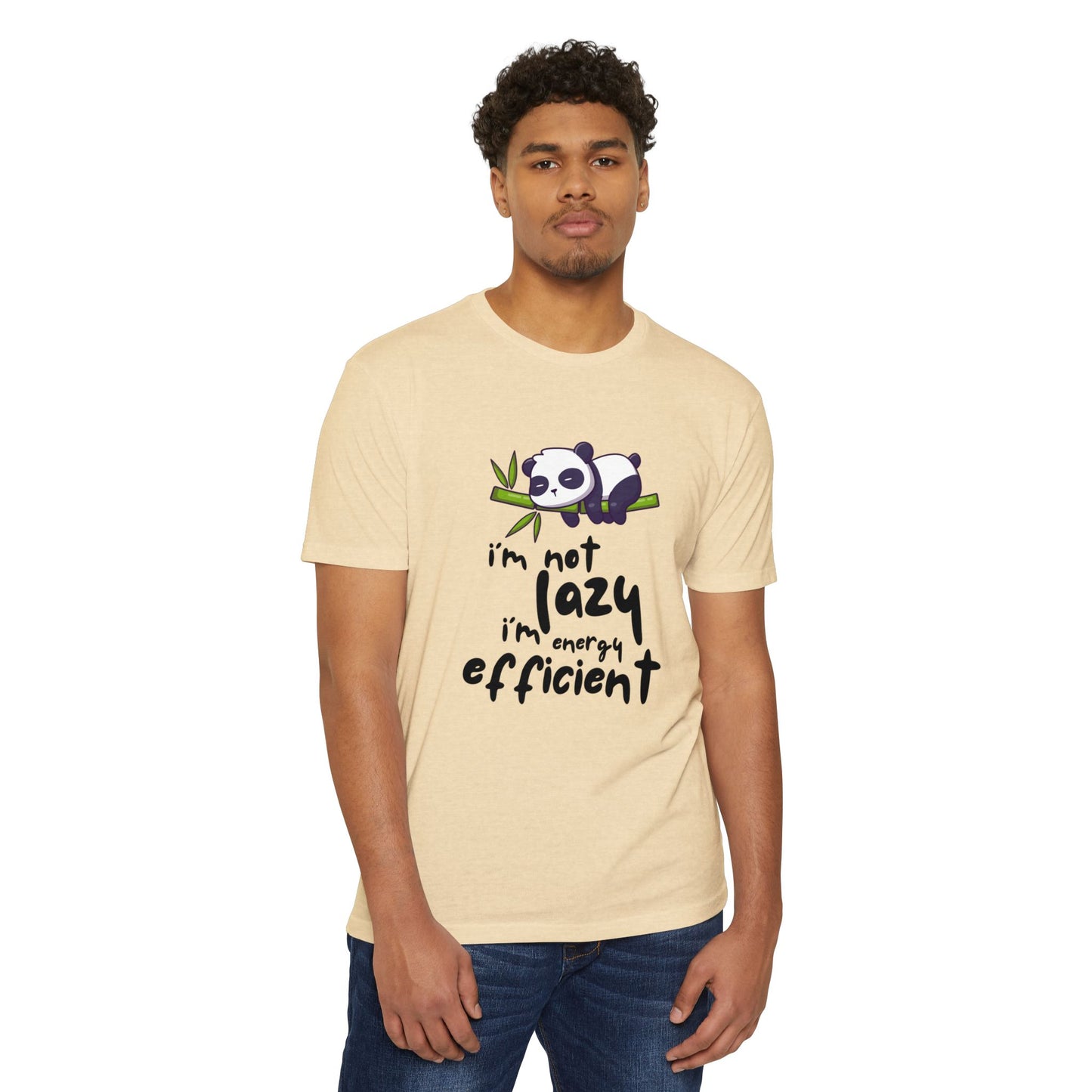 Funny Panda T-Shirt, I'm Not Lazy I'm Energy Efficient Tee, Gift for Animal Lovers, Quirky Statement Top, Cute Casual Wear