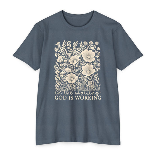Floral Inspirational T-Shirt, Unisex Tee, God is Working Shirt, Motivational Apparels, Gift for Her, Faith-Based Casual Wear