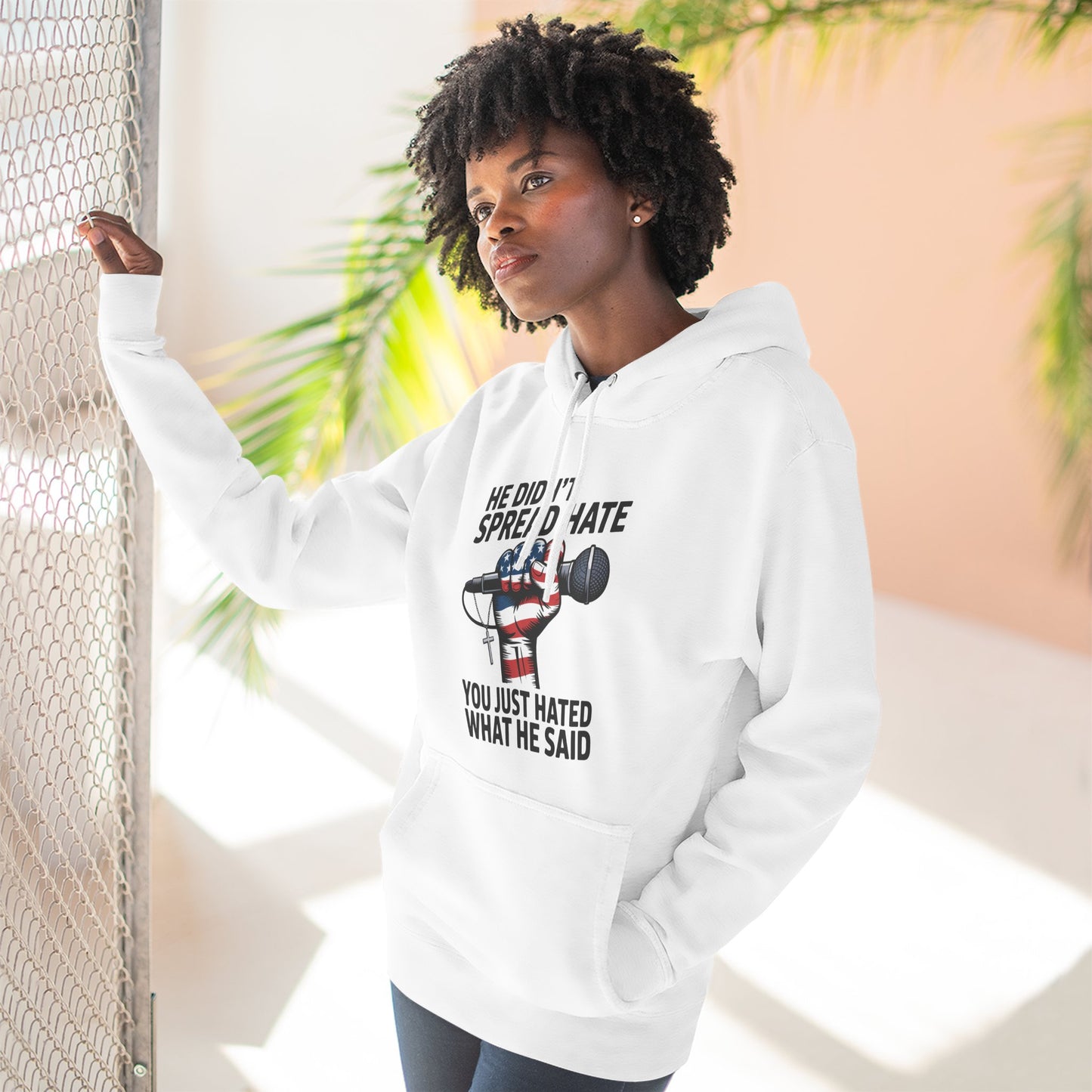 Patriotic Fleece Hoodie - Empowering Message, Cozy Comfort, Great for Casual Outings, Gift for Activists, Perfect for Independence [...]