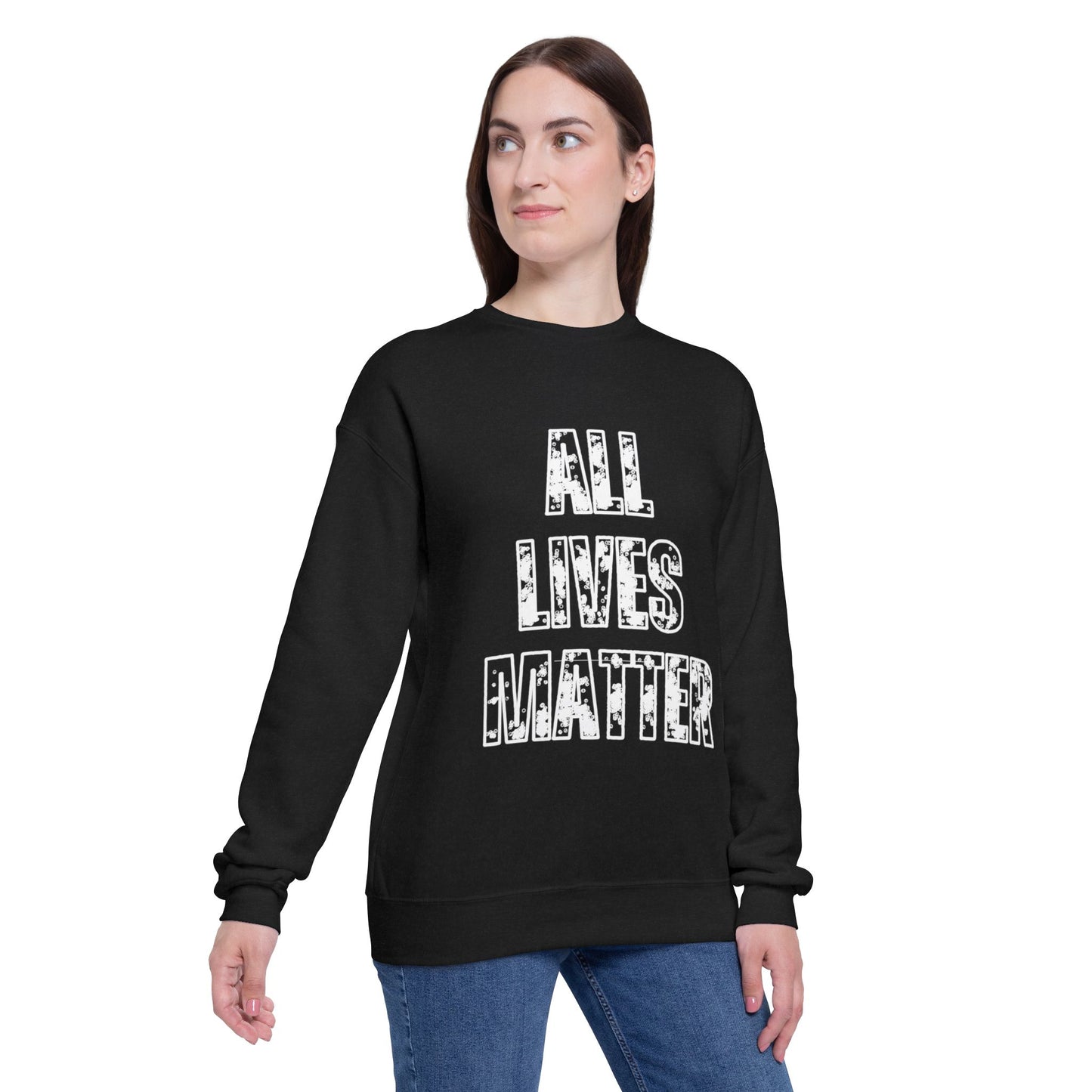 Unisex Drop Shoulder Sweatshirt with 'All Lives Matter' Design, Comfortable Pullover, Gift for Activists, Casual Wear, [...]