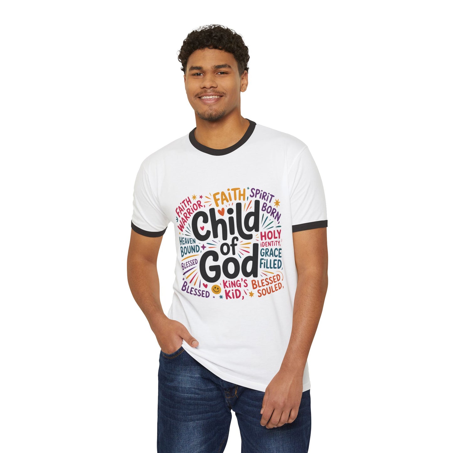 Child of God Unisex Ringer T-Shirt, Faith Shirt, Spiritual Tee, Christian Apparel, Gift for Religious Holidays
