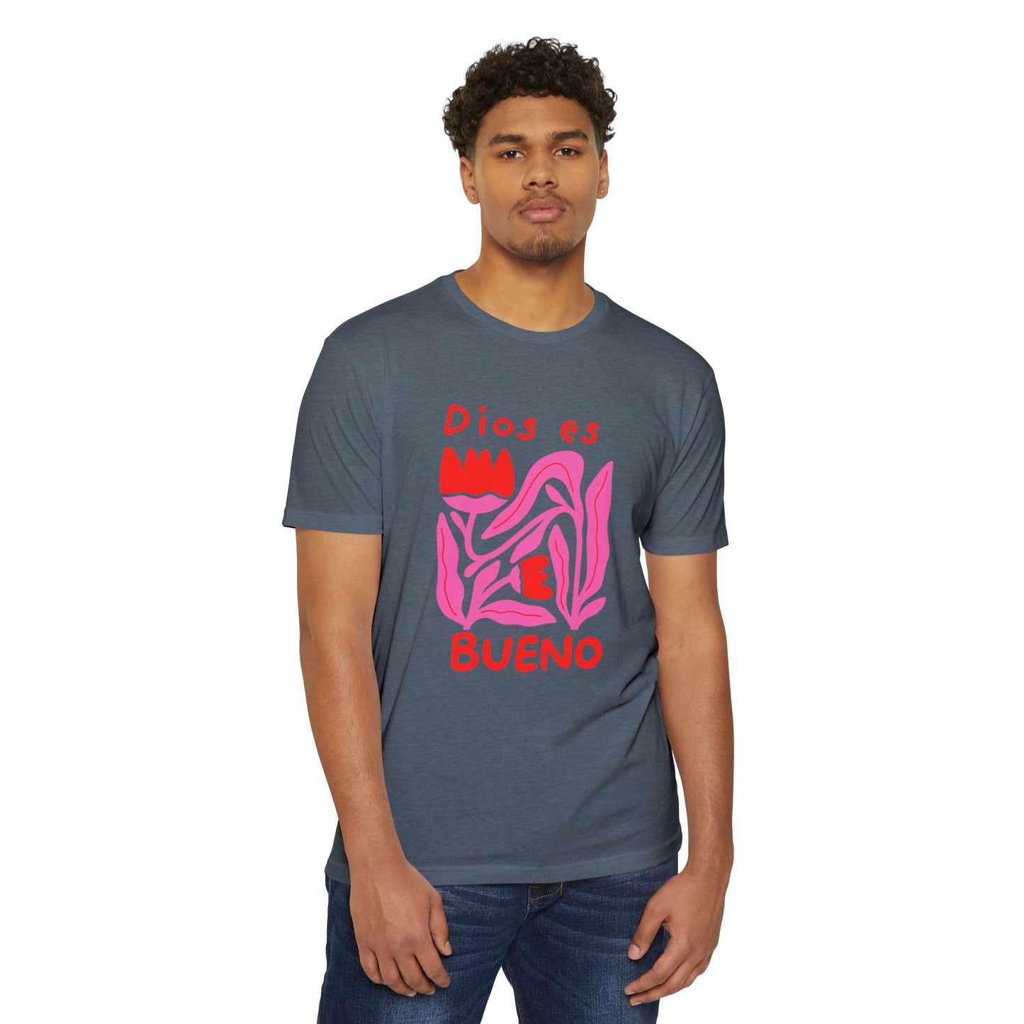 Dios Es Bueno T-Shirt — Pink Abstract Faith Graphic Tee