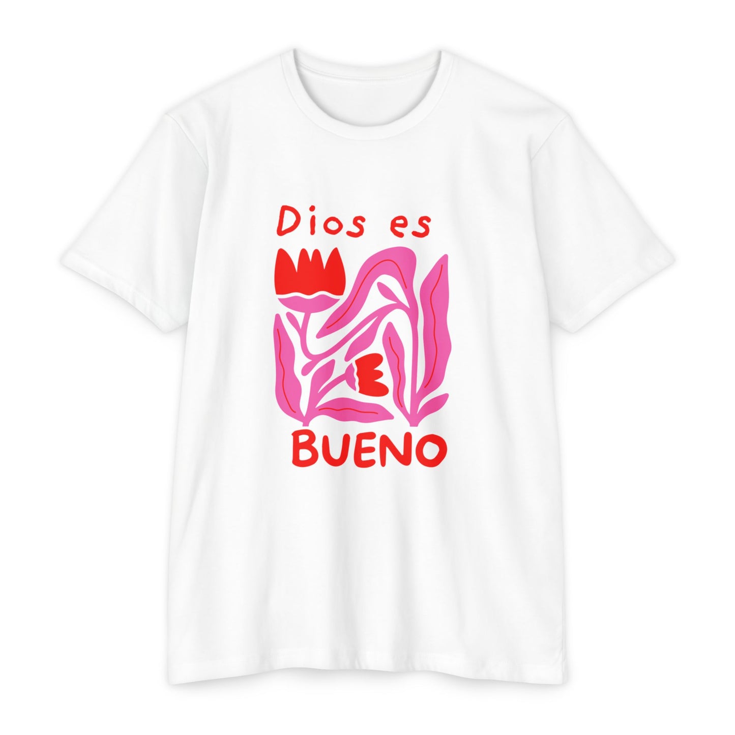 Dios Es Bueno T-Shirt — Pink Abstract Faith Graphic Tee