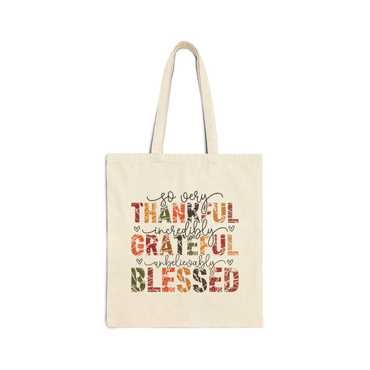 Grateful Blessings Tote Bag | Eco-Friendly Canvas Bag for Shopping, Gifts, Holidays, Everyday Use