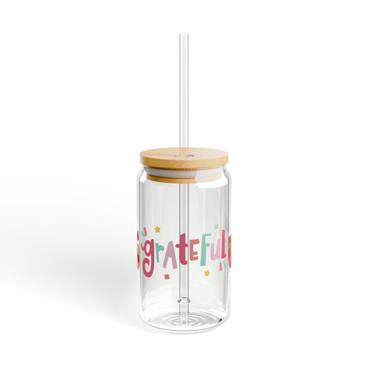 Grateful Sipper Glass, 16oz - Perfect Gift for Home, Party, Celebration, Eco-Friendly Drinkware, Fun Summertime Beverage Container