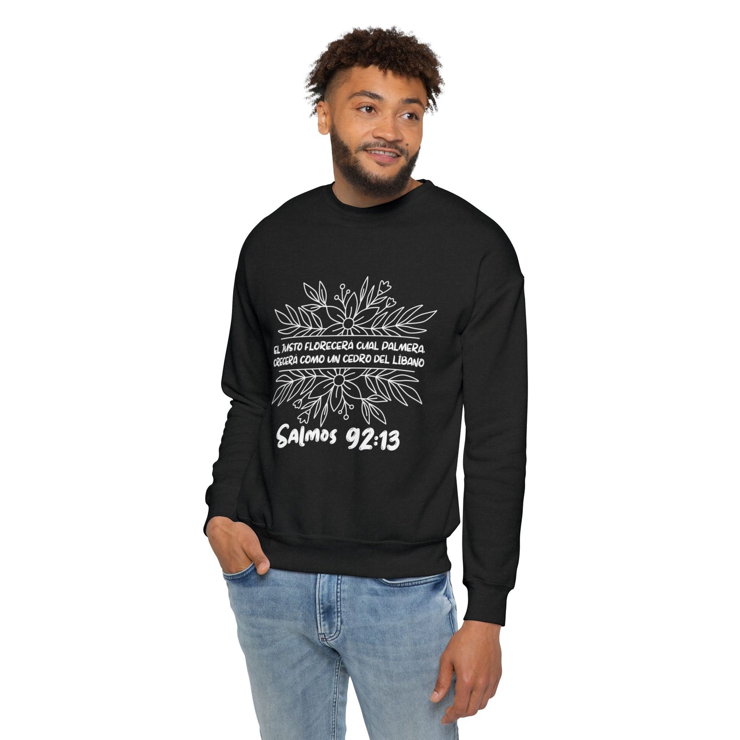 Christian Sweatshirt — Salmos 92:13 Floral Scripture Crewneck