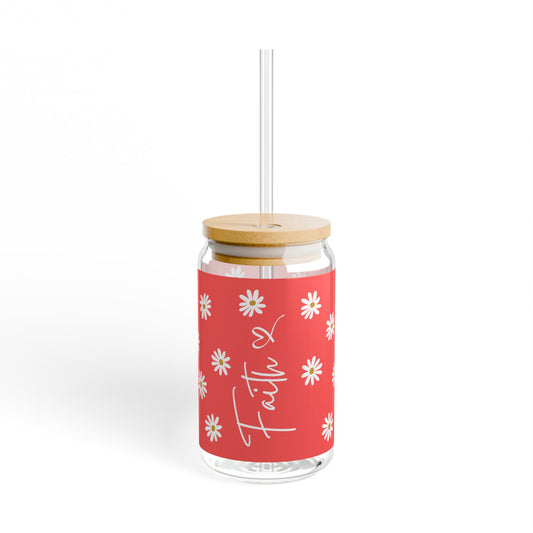 Floral Sipper Glass, 16oz | Eco-Friendly Drinkware for Summer Parties, Garden Gatherings, Picnics, Gifts for Her