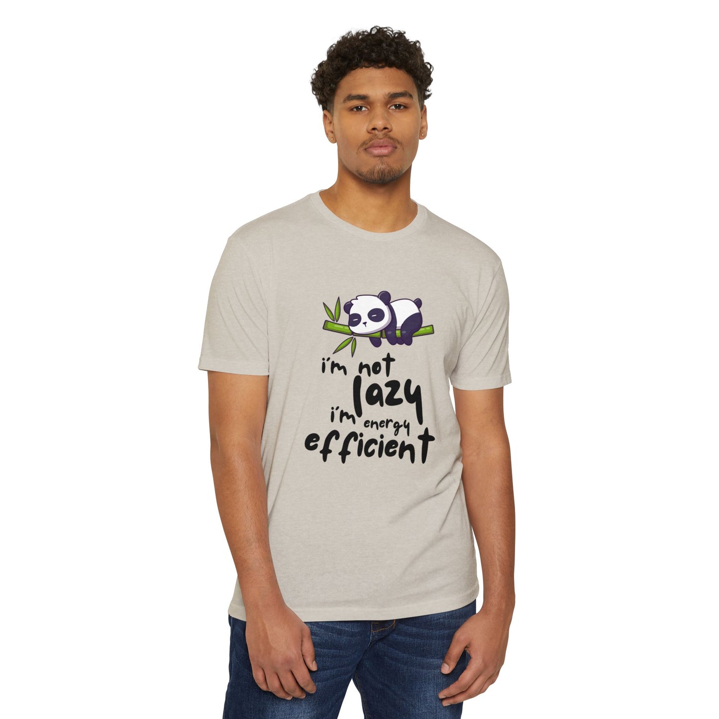 Funny Panda T-Shirt, I'm Not Lazy I'm Energy Efficient Tee, Gift for Animal Lovers, Quirky Statement Top, Cute Casual Wear