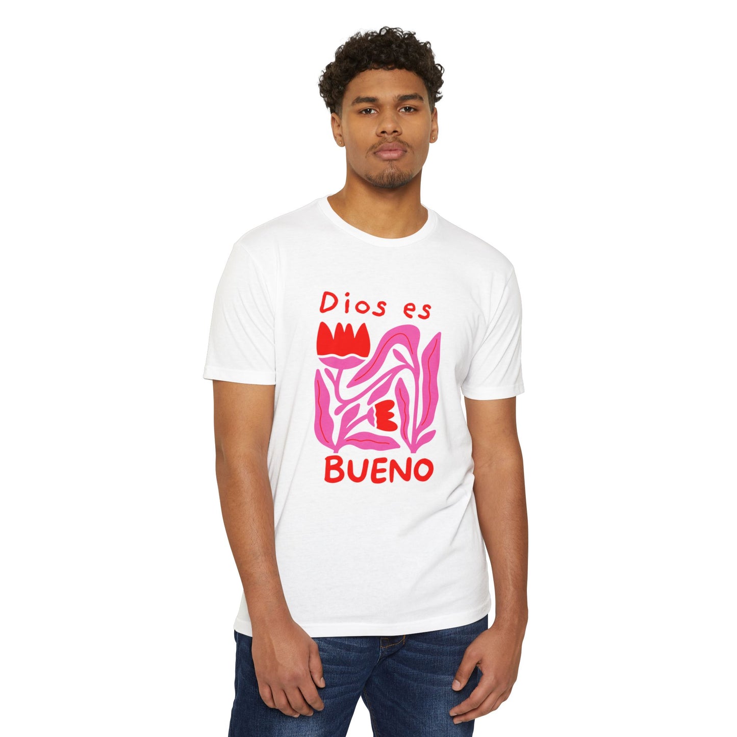 Dios Es Bueno T-Shirt — Pink Abstract Faith Graphic Tee