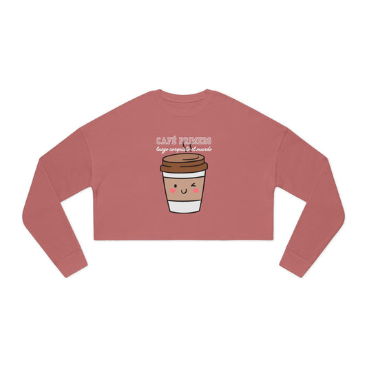 Women's Cropped Sweatshirt: Cute Café Friends Coffee Lover Gift, Cozy Outfit for Brunch, Warm Layer for Fall, Cute Gift for Friends, [...]