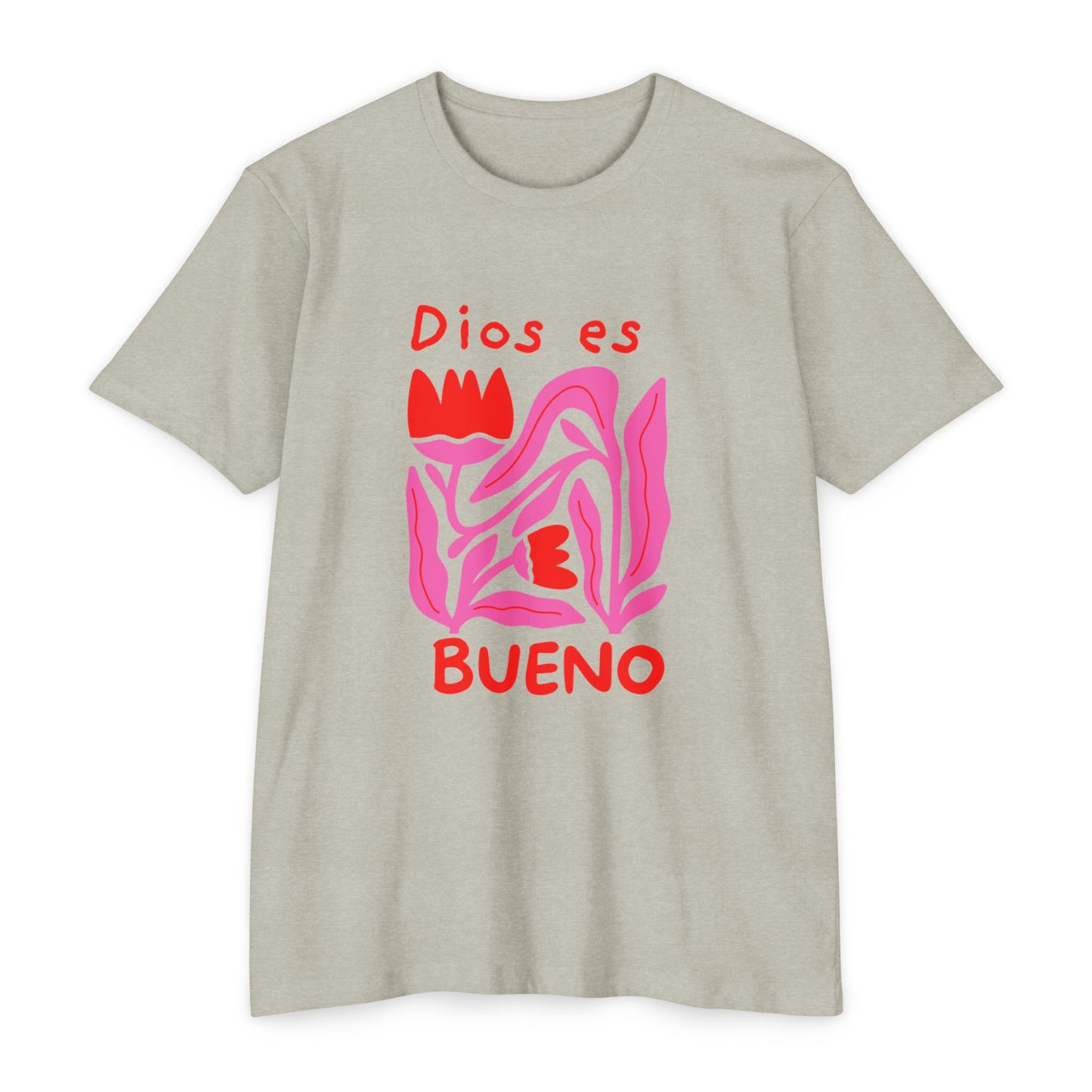 Dios Es Bueno T-Shirt — Pink Abstract Faith Graphic Tee