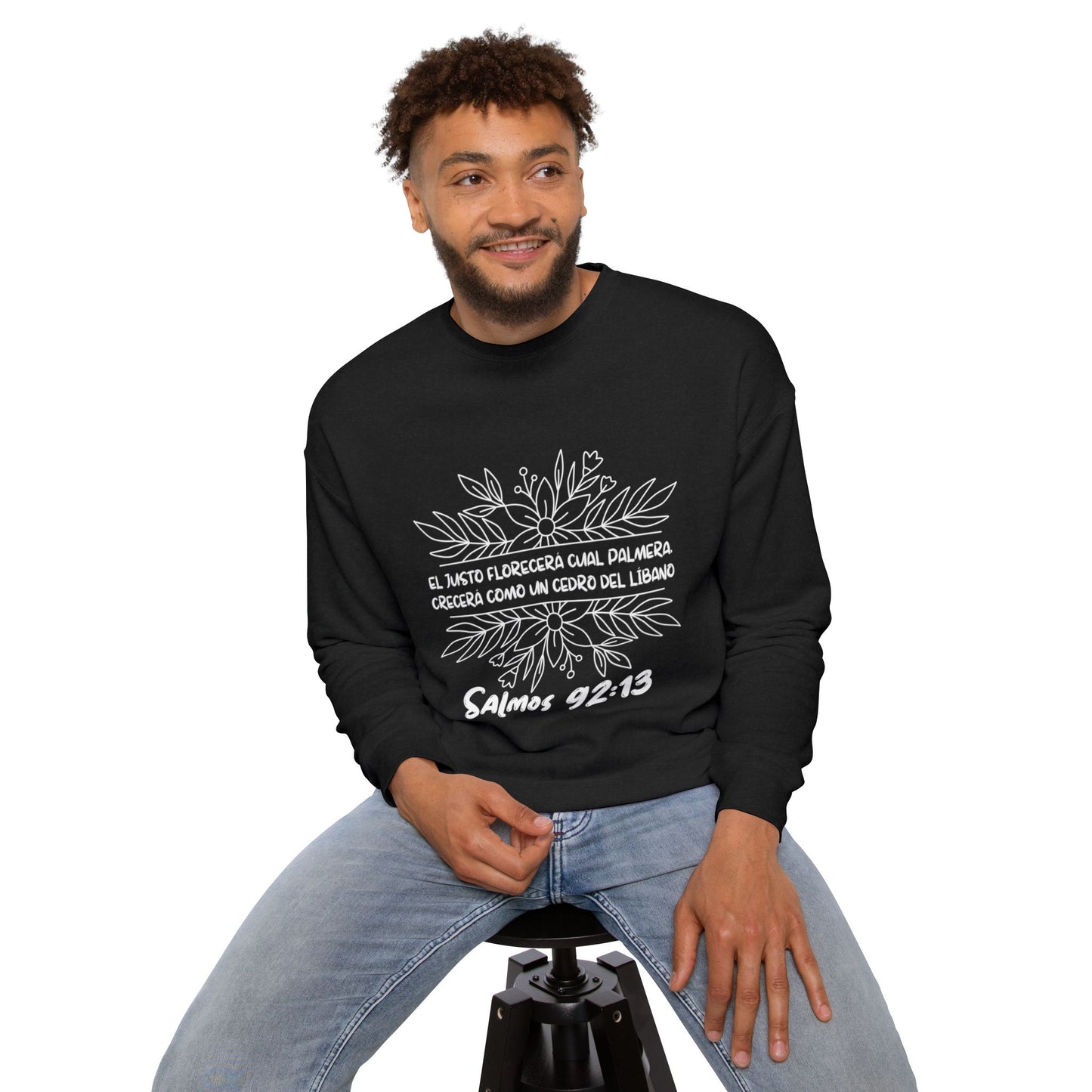 Christian Sweatshirt — Salmos 92:13 Floral Scripture Crewneck